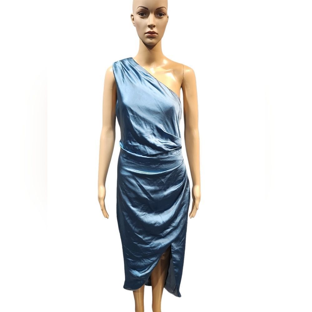 *NWT Elliat Revolve Cassini women's blue one shoulder Asymmetrical midi dress M - Picture 8 of 11